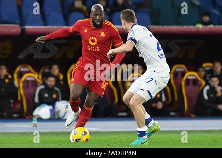 Rome, Latium. 20 janvier 2024. Romelu Lukaku de Roma lors du match de Serie A entre Roma et Hellas Vérone au Stade Olympique, Italie, le 20 janvier 2024. AllShotLive crédit : SIPA USA/Alamy Live News Banque D'Images