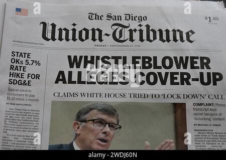 San Diego/california/ 27 septembre 2019/ American media Wal Street Journal WSJ et The San Diego Union-Tribune Weeken issues .(Photo..Francis Dean / Deanimages). Banque D'Images
