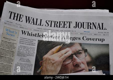 San Diego/california/ 27 septembre 2019/ American media Wal Street Journal WSJ et The San Diego Union-Tribune Weeken issues .(Photo..Francis Dean / Deanimages). Banque D'Images