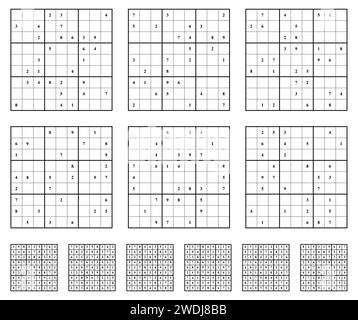 Jeu de Sudoku avec réponses. Illustration de Vecteur