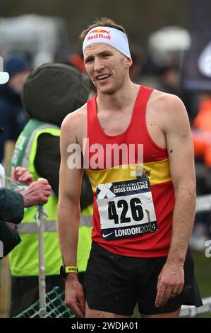 Hampstead, Angleterre. 20 janvier 2024. Tom Evans (426) d'après le London International Cross Country. Crédit : Nigel Bramley/Alamy Live News Banque D'Images