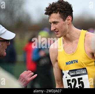 Hampstead, Angleterre. 20 janvier 2024. Hugo Milner après le London International Cross Country. Crédit : Nigel Bramley/Alamy Live News Banque D'Images