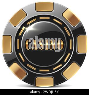 illustration de l'icône vectorielle realisitc. Bannière de jetons de poker de casino en ligne. Illustration de Vecteur