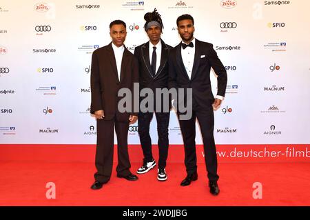 Elan Ben Ali, Fabrice Morvan und Tijan Njie beim 48. Deutschen Filmball 2024 im Hotel Bayerischer Hof. München, 20.01.2024 *** Elan Ben Ali, Fabrice Morvan et Tijan Njie au bal du film allemand 48 2024 à l'hôtel Bayerischer Hof Munich, 20 01 2024 Foto:XB.xInsingerx/xFuturexImagex filmball 4234 Banque D'Images