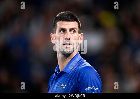 Paris, France. 19 janvier 2024. Novak Djokovic de Serbie lors du tournoi de tennis du Grand Chelem de l'Open d'Australie AO 2024 le 19 janvier 2024 au Melbourne Park en Australie. Crédit : Victor Joly/Alamy Live News Banque D'Images