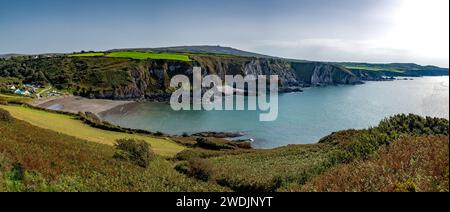 Pwllgwaelod Beach et Dinas Head sur la Wild Atlantic Coast du Pembrokeshire au pays de Galles, Royaume-Uni Banque D'Images