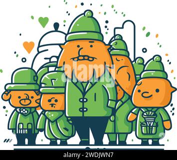 Leprechauns et gnomes. Illustration vectorielle de Noël et du nouvel an. Illustration de Vecteur