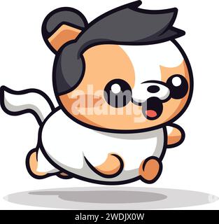 Mignon Cartoon Kawaii Dog Jumping Illustration vectorielle. Illustration de Vecteur