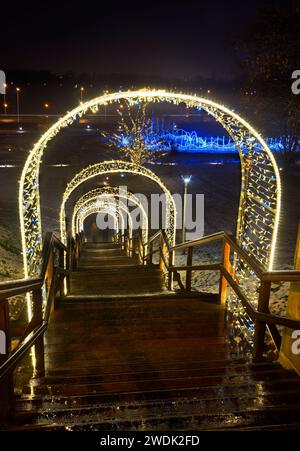 Des décorations de vacances Multimedia fountain park à Varsovie. Pologne Banque D'Images