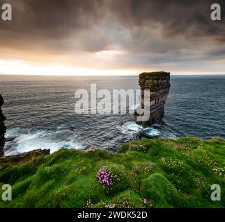 Sea Stack à Downpatrick Head, comté de Mayo, Irlande Banque D'Images