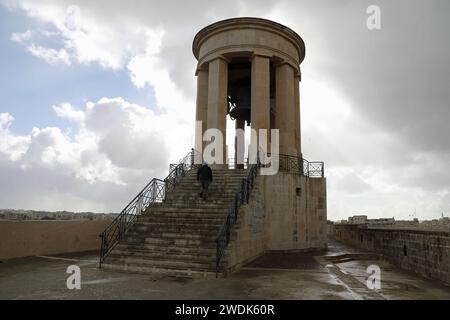 Le mémorial de la cloche de siège à la Valette à Malte Banque D'Images