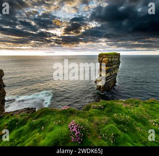 Sea Stack à Downpatrick Head, comté de Mayo, Irlande Banque D'Images