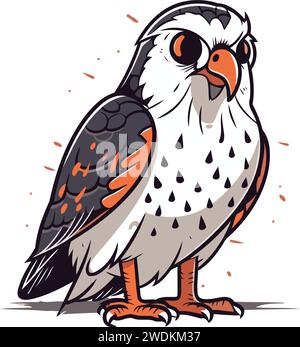 Illustration d'un oiseau de kestrel mignon sur un fond blanc Illustration de Vecteur