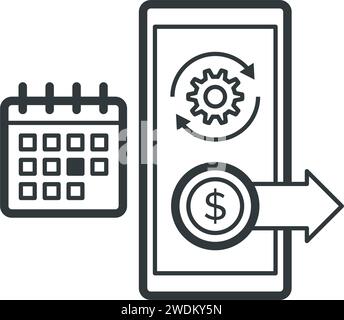 Paiement automatique des factures et abonnements, icône isolée Illustration de Vecteur