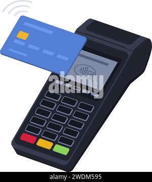 Paiement terminal POS sans contact avec carte de crédit, transactions et concept de paiements Illustration de Vecteur