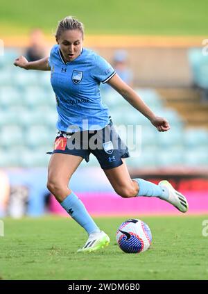 Lilyfield, Australie. 21 janvier 2024. Mackenzie Jade Hawkesby de l'équipe Sydney FC est vu en action lors du match de la saison 13 de Liberty A-League 2023/24 entre Sydney FC et Newcastle Jets qui s'est tenu au Leichhardt Oval à Lilyfield. Score final Sydney FC 2:1 Newcastle Jets. Crédit : SOPA Images Limited/Alamy Live News Banque D'Images