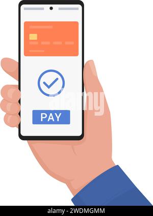 Utilisateur payant en utilisant son portefeuille numérique sur smartphone Illustration de Vecteur