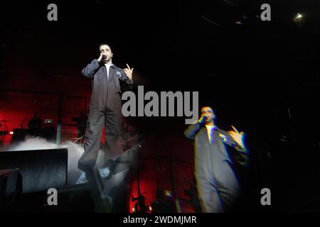 Lisbonne, Portugal. 20 janvier 2024. 20 janvier 2024. Lisbonne, Portugal. Chanteur de hip-hop portugais, Piruka, en concert, au Coliseu de Lisboa crédit : Alexandre de Sousa/Alamy Live News Banque D'Images