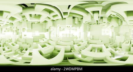 Chambre spacieuse abstraite remplie de formes géométriques 360 panorama vr carte de l'environnement Banque D'Images