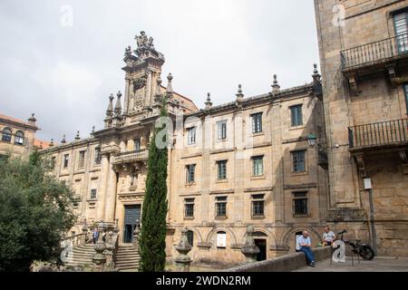 A Santiago de Compostelle, Espagne, le 09-02-23, la façade du Monasterio de San Martin Pinario Banque D'Images