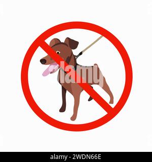 Illustration isolée vectorielle de l'interdiction avec des chiens. Les chiens ne sont pas admis. La marche des chiens est interdite. Illustration de Vecteur