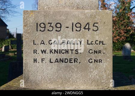 Mémorial aux soldats de la Seconde Guerre mondiale à Fenstanton, Cambridgeshire Banque D'Images