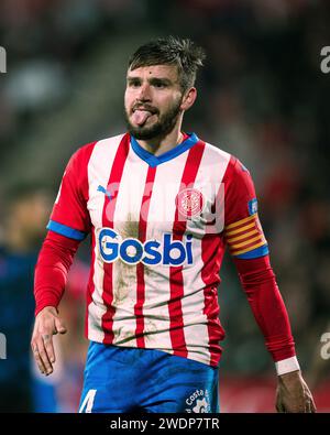 Girona, Espagne. 21 janvier 2024. Portu de Gérone réagit lors du match de football de la Liga entre Girona FC et Sevilla FC à Gérone, Espagne, le 21 janvier 2024. Crédit : Joan Gosa/Xinhua/Alamy Live News Banque D'Images