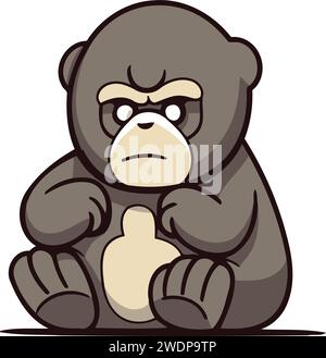 Gorilla sitting et Thumbs Up Cartoon Mascot personnage Illustration de Vecteur