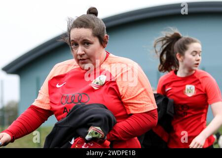 Halifax, Royaume-Uni. 21 janvier 2024. Calderdale College, Halifax, Angleterre, 21 janvier 2024 : Rachel Carmichael (Knaresborough Town) avant le match de la coupe du comté de West Riding contre le Halifax FC à Halifax, Angleterre, le 21 janvier 2024. (Sean Chandler/SPP) crédit : SPP Sport Press photo. /Alamy Live News Banque D'Images