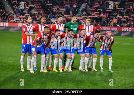 Girona, ESP. 21 janvier 2024. GIRONA FC-SEVILLA FC 21 janvier 2024 équipe Girona FC avant le match entre Girona FC et Sevilla FC correspondant à la vingt-et-un jour de la Liga EA Sports au stade municipal de Montilivi à Gérone, Espagne. Crédit : Rosdemora/Alamy Live News Banque D'Images