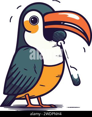 Toucan avec microphone. Illustration vectorielle dans le style de bande dessinée. Illustration de Vecteur