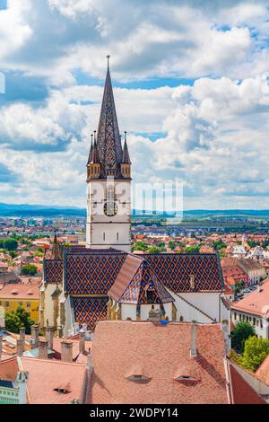 La cathédrale luthérienne Sainte-Marie à Sibiu, Transylvanie, Roumanie Banque D'Images