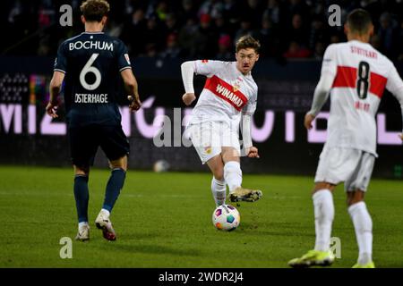 Bochum, Deutschland. 20 janvier 2024. Fussball ; Spieltag 18 ; 1. Bundesliga ; saison 20223/2024, VfL Bochum gegen VfB Stuttgart am 20.01.2024 in Bochum. UBz : 06 Angelo Stiller, VfB Stuttgart. Crédit : dpa/Alamy Live News Banque D'Images