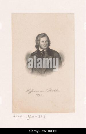 PortraT van August Heinrich Hoffmann von Fallersleben, Conrad Friedrich Merckel, 1836 - 1880 imprimer gravure sur papier / gravure sur acier personnes historiques Banque D'Images