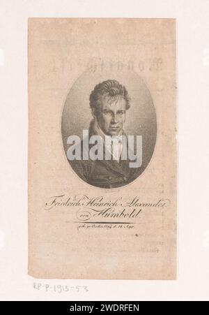 PortraT van Alexander von Humboldt, Johann Daniel Laurenz (II), 1808 print texte en allemand dans la marge inférieure. personnages historiques de papier. géographie (+ portrait d'érudit, scientifique). physique et mécanique (+ portrait d'érudit, scientifique) Banque D'Images