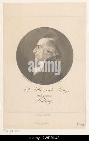 Portrait van Johann Heinrich Jung-Stilling, Franz Hegi, d'après Marquard Wocher, 1801 personnes historiques sur papier imprimé Banque D'Images