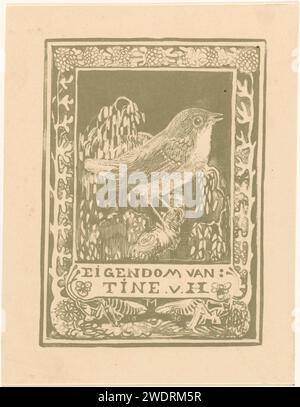 Exbr> Tine Van Hoytema, Theo Van Hoytema, 1896 imprimer Robin sur une branche. oiseaux chanteurs en papier : robin Banque D'Images