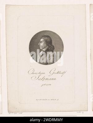 Portrait van Christian Gotthilf Salzmann, Christoph Wilhelm Bock, d'après Johann Gottfried Schmidt, d'après Ernst Christian Specht, 1795 imprimeur : Neurenbergager impression par : Dresdenafter peinture par : Gotha papier gravure / gravure personnages historiques Banque D'Images