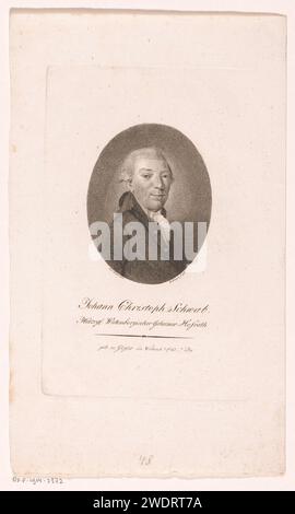 Portrait van Johann Christoph Schwab, Friedrich Wilhelm Bollinger, 1798 personnes historiques sur papier imprimé Banque D'Images