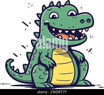 Illustration vectorielle crocodile. Crocodile de dessin animé. Mignon crocodile. Illustration de Vecteur