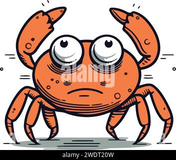 Crabe en colère. Illustration vectorielle. Isolé sur fond blanc. Illustration de Vecteur