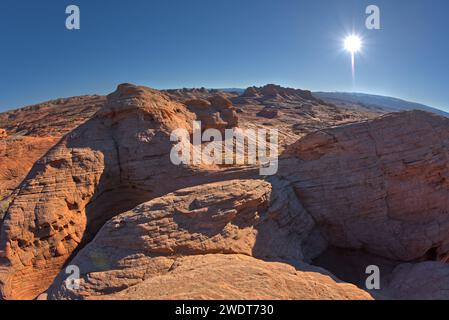 Vue depuis le sommet du Shiva Nandi Rock le long du Beehive Trail sur la crête ouest de la New Wave dans la zone de loisirs Glen Canyon près de page Banque D'Images