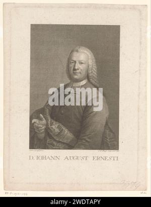 Portrait van Johann August Ernesti, Johann Friedrich Bause, d'après Anton Graff, 1768 gravure sur papier Leipzig gravant des personnages historiques Banque D'Images