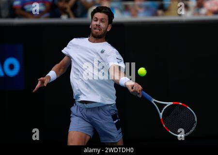 Melbourne, Victoria, Australie. 22 janvier 2024. Cameron Norrie (GBR) en action lors de leur match de quatrième tour contre Alexander Zverev (GER) le jour 9 de l'Open d'Australie 2024 à Melbourne Park le 22 janvier 2024 à Melbourne, Australie. (Image de crédit : © Ciro de Luca/ZUMA Press Wire) USAGE ÉDITORIAL SEULEMENT! Non destiné à UN USAGE commercial ! Crédit : ZUMA Press, Inc./Alamy Live News Banque D'Images