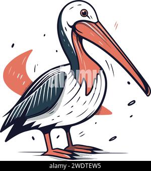 Illustration vectorielle Pelican. Croquis de pélican dessiné à la main. Illustration de Vecteur