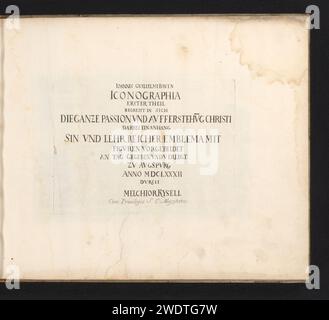 Impression-titre de la première partie de la série de presse 'Iconographia', Melchior Küsel (I), d'après Johann Wilhelm Baur, 1682 texte en latin. L'impression fait partie d'un album. Gravure du papier d'Augsbourg Banque D'Images