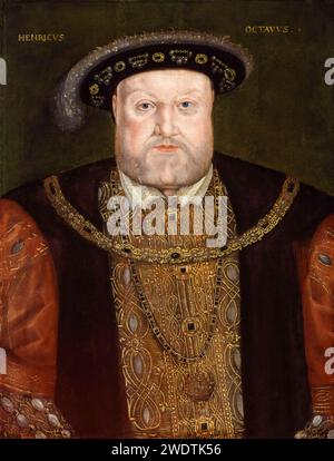 Henri VIII d'Angleterre (1491-1547), roi d'Angleterre (1509-1547), portrait à l'huile sur panneau 1597-1618 Banque D'Images