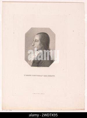 Portrait van Christian Gotthilf Salzmann, Friedrich Wilhelm Bollinger, 1818 - 1832 print imprimeur : Berlin Editeur : Zwickau paper Historical persons Banque D'Images