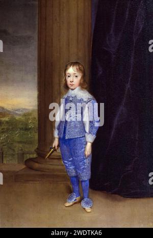 Le roi Jacques II d'Angleterre, et VII d'Écosse (1633-1701), régna (1685-1688), garçon tenant un pistolet à silex, portrait à l'huile sur panneau de Cornelius Johnson (Cornelis Janssens van Ceulen), 1639 Banque D'Images