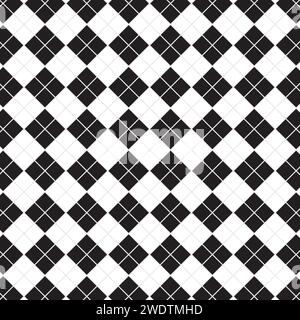 Motif Argyle de formes de diamants noirs et blancs, motif Arlequin ou diamant Illustration de Vecteur